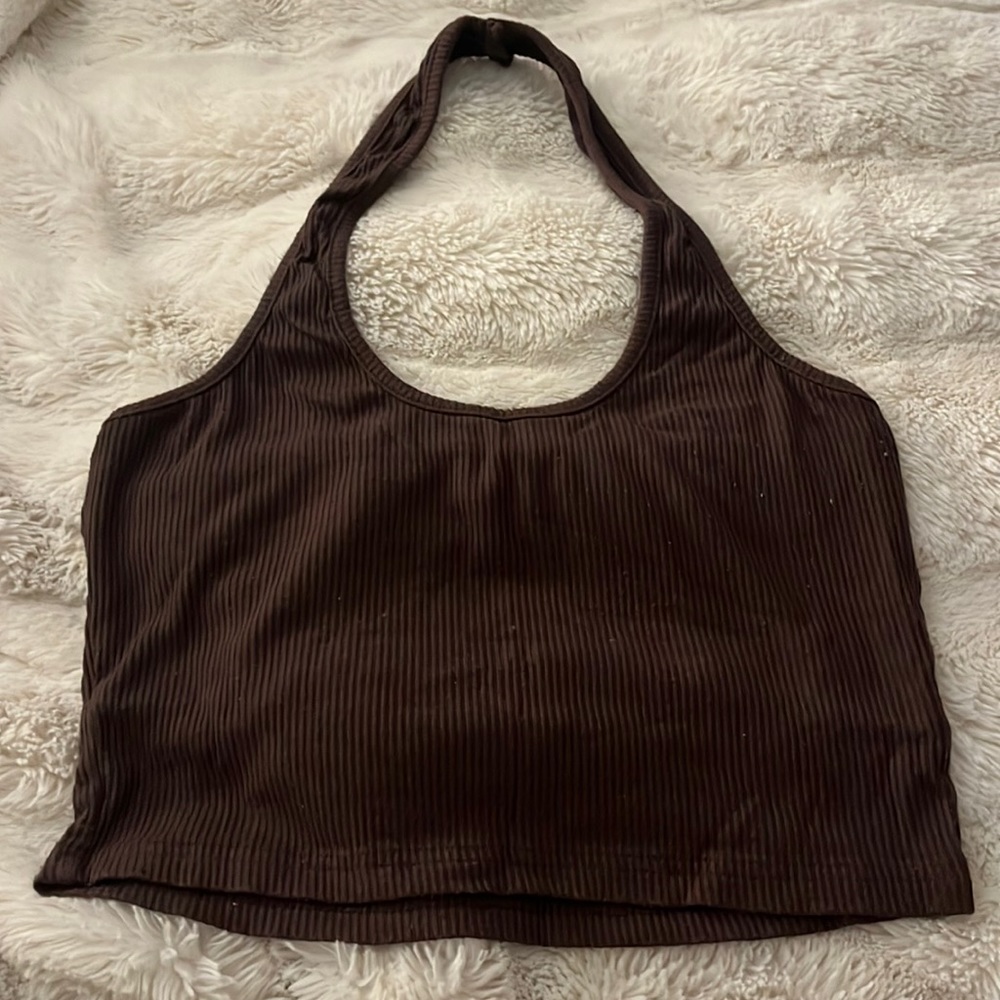 Brown halter top cropped